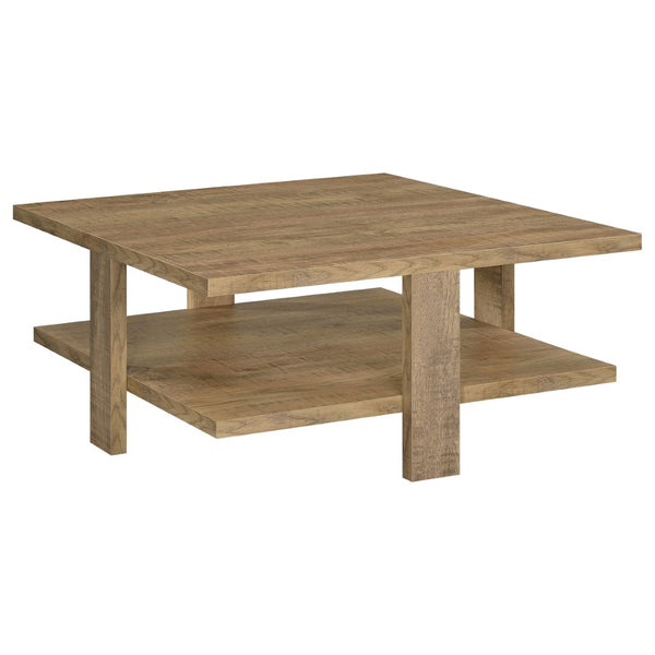English Elm Runnion Dual Tier Square Coffee Table Warm Brown Finish for Farmhouse Living Rooms B062P441084