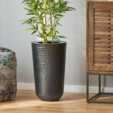 Christopher Knight Home® Hammered Finish Iron Planter for Stylish Indoor Greenery | 12 x 12 x 19.75 Inches