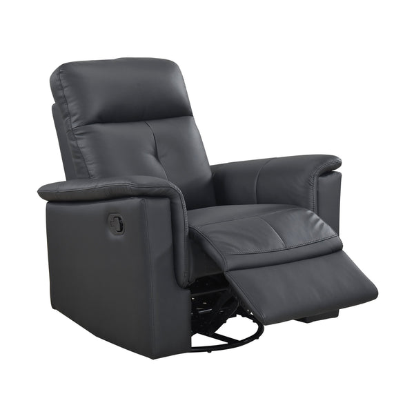 English Elm Black Swivel Glider Recliner Chair in Top Grain Leather Match, Plush Padded, 360° Swivel & Manual Recline B011P329274
