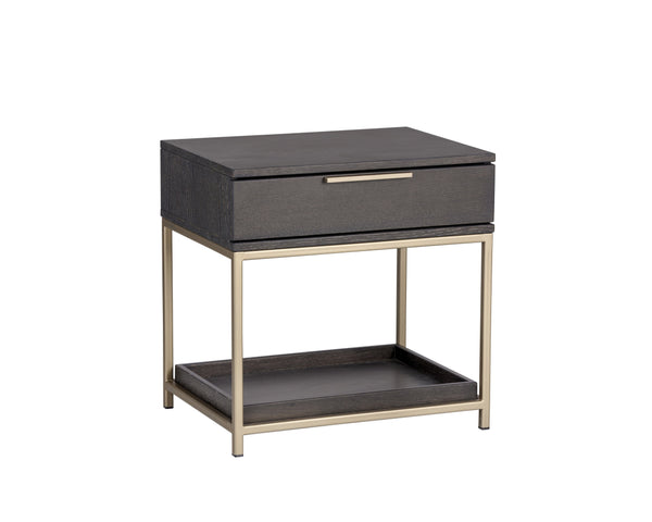Sunpan Rebel Nightstand - Modern Oak Wood Design with Soft Closing Drawer and Elegant Gold Hardware Accents Small - 23.5W x 17.75D x 23.5H