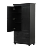 English Elm Tall Storage Cabinet With Three Drawers For Bathroom/Office, Black