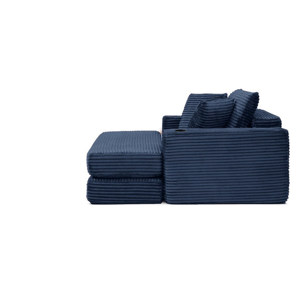 English Elm 52.4'' Boneless Foam Chaise Lounge Convertible Corduroy Sofa Bed for Living Room Blue W1117P410670
