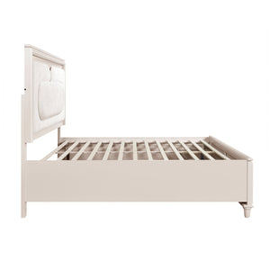 English Elm Modern Queen Platform Bed Chenille Headboard Led Lighting Footboard Storage Drawers B011S02158