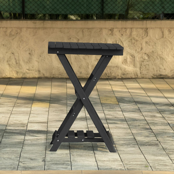English Elm Summit Ridge Recycled Hdpe Outdoor Folding Bar Table Weather Resistant Eco Patio Black B2745P409715