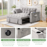 English Elm 58" 4-1 Multi-Functional Sofa Bed With Cup Holder and Usb Port For Living Room Or Apartments, Gray