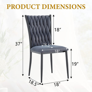 English Elm Elegant Velvet Tufted High Back Dining Chair with Tapered Metal Legs for Modern Rooms W3875P401461