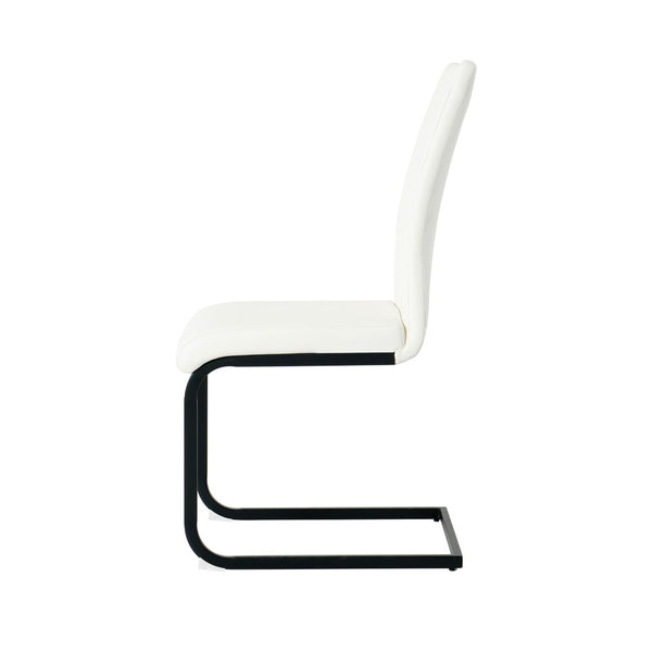 English Elm Modern White Pu Leather Dining Chairs with Black Metal Legs Ergonomic Set of 2 White Pu W210P199091