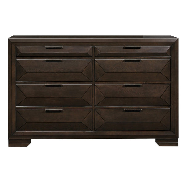English Elm Contemporary Eight Drawer Dresser Birch Veneer Espresso Finish Raised Panel Bedroom Storage B011P225191