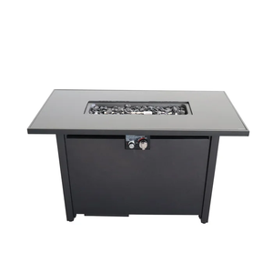 English Elm 25" Black Steel Outdoor Fire Pit Table with Lid, Stainless Top, Lava Rocks, Cover & Side Door B120P205629