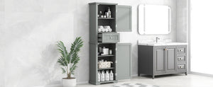 English Elm Tall Bathroom Storage Cabinet - Stylish Freestanding Organizer With Drawer & Adjustable Shelf In Grey N725P206890E-GIGA