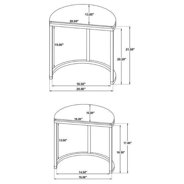 English Elm Allura Bone Inlay Demilune Nesting Tables Handcrafted Iron Base Bohemian Accent Set B062P451991