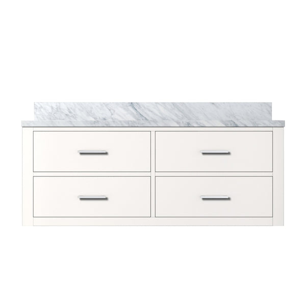 English Elm White Single Sink Vanity With Carrara Marble Top - Elegant Design, Durable Wood, Fully Assembled! B2731P258017-GIGA