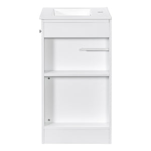 English Elm 20" Freestanding Bathroom Vanity Mdf Cabinet Ceramic Sink Open Shelves Powder Room White N725P364210K
