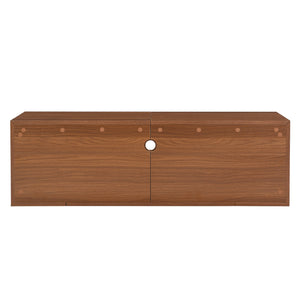 English Elm Mid-Century Extendable TV Stand 54.3"-80" with Hidden Cat House & Litter Enclosure, Walnut Finish N843P255637W