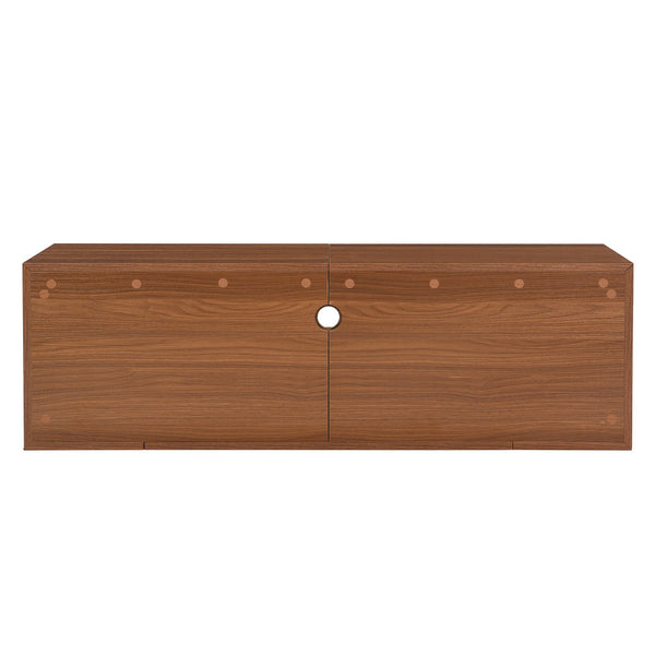 English Elm Mid-Century Extendable TV Stand 54.3"-80" with Hidden Cat House & Litter Enclosure, Walnut Finish N843P255637W