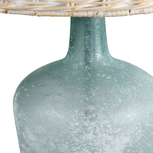 Crestview Collection 28"H Coastal Elegance Glass Table Lamp With Ombre Blue Finish, Crystal Base & Textured Shade   Cvazbs120