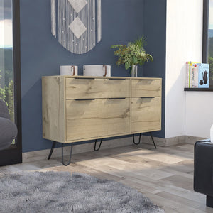 English Elm Monaco Four Drawer Dresser with Steel Hairpin Legs Mid-century Modern Bedroom Storage B128S00216