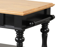 English Elm Black Kitchen Island Solid Wood & MDF with Cutting Board, Drawer, 2 Shelves, Towel Bar for Storage and Prep B2699P238913