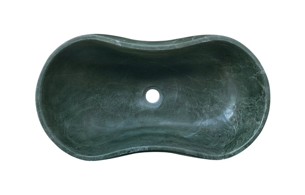 English Elm Green Natural Marble Vessel Sink - Luxurious Polished Stone For Timeless Bathroom Elegance, 23.6" X 14.2" W1696P333271