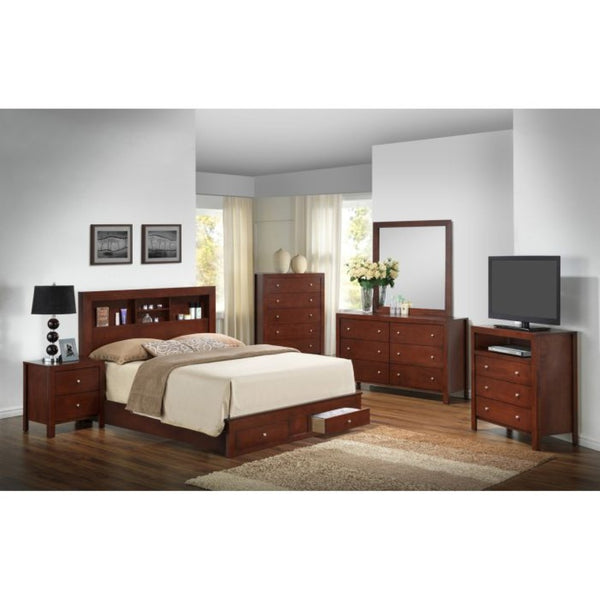 English Elm Transitional Cherry Full Storage Bed - Stylish Space-Saving Design With Under-Bed Storage For Clutter-Free Living B078S00233-GIGA