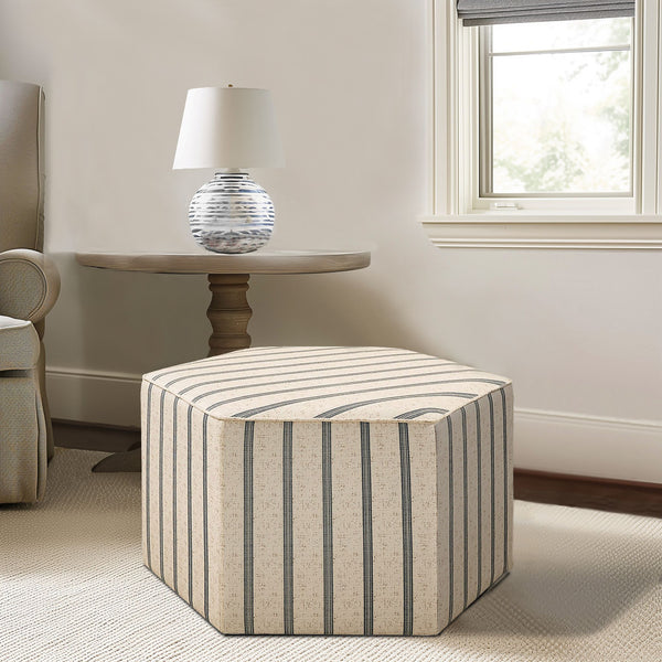 JLA Home Martha Stewart - Cocktail Hexagonal Ottoman — Martha Stewart Bedford Farmhouse Accent, Versatile Tray Table & Seating MT101-0014