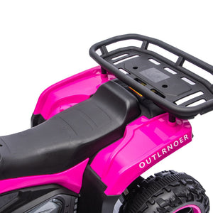 English Elm 24v Dual Motor Kids Atv Ride on with Led Lights Bluetooth Storage Racks Off Road Pink W1578P390450