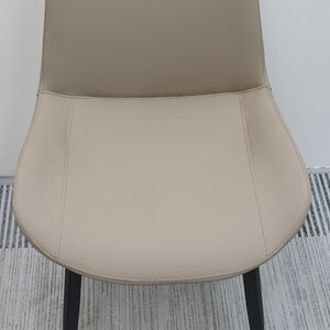 English Elm Light Grey PU Leather Dining Chair Set of 2 with Metal Legs, Modern Upholstered, Stain-Resistant, Sturdy Design T3967P392414