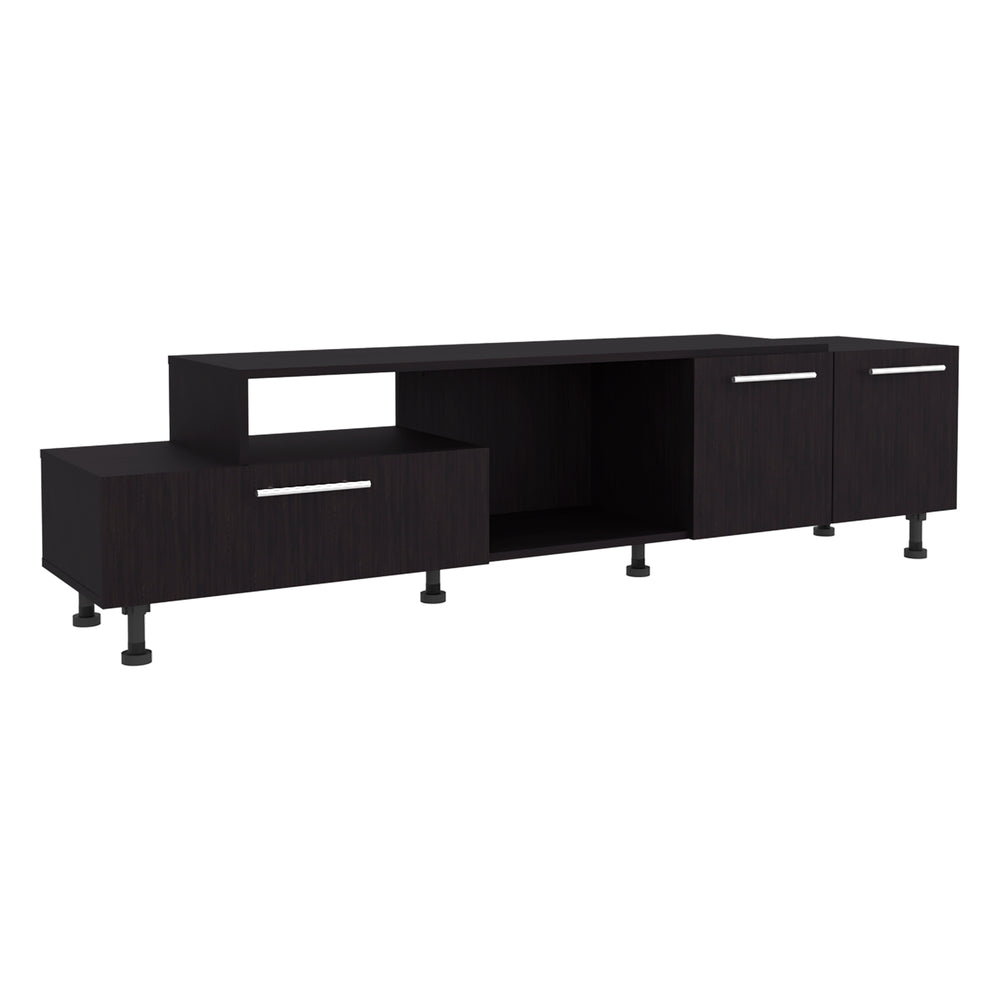 English Elm Athol Two-Tier 69" TV Stand Black Wengue — Holds Up to 75", Cable Management, Pull-Down & Concealed Storage B200P286968