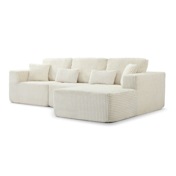 English Elm 109'' Modular Cloud Sectional with Deep Corduroy Seat for Spacious Living Rooms W1117S00307