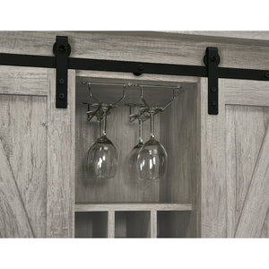 English Elm Hovander Farmhouse Bar Cabinet with Sliding Barn Doors Wine Storage and Gunmetal Legs B062P441038