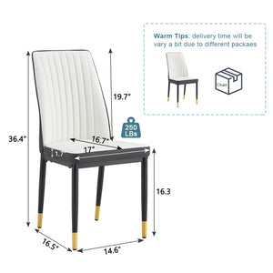 English Elm 4 Modern Dining Chair Set – Stylish White & Grey High-Back Pu Chairs With Sturdy Black Legs, 4-Pack W1151P192238