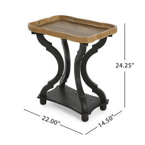 English Elm Christopher Knight Home® - End Hourglass Accent Table with Lipped Rectangular Top, French Country Firwood Charm and Elegance Black+Natural N771P223027B