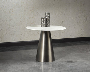 Sunpan Damon 35.5" Contemporary Bistro Table with Elegant Matte White Marble Top for Stylish Dining Spaces Gunmetal