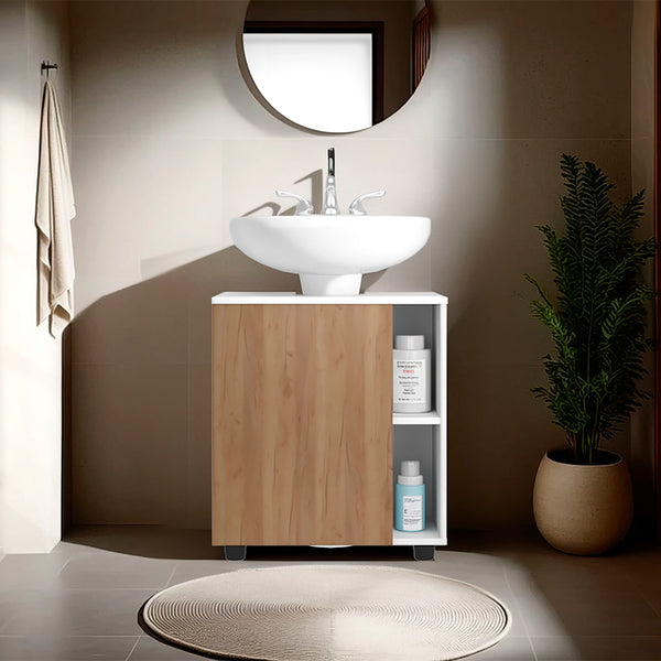 English Elm Pascuale Compact 22" Under-Sink Cabinet with Central Cut-Out, Dual Side Shelves & Double Door Storage B070P363809