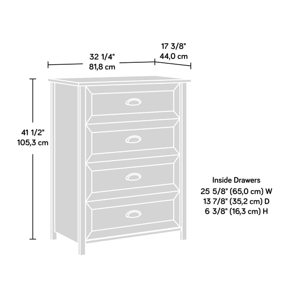 English Elm 4-Drawer Chest, Elegant Brown Finish For Versatile Storage In Bedrooms, Offices, Or Living Spaces B356P402664