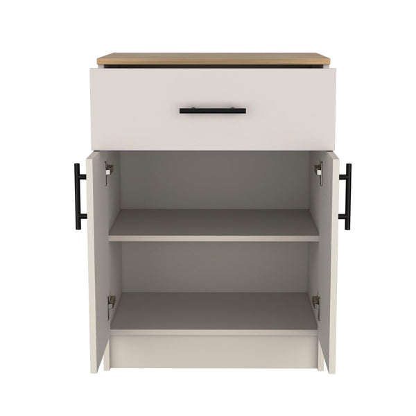 English Elm Pantry Cabinet 33.5"H Compact Storage with Drawer & 2 Shelves, Double Doors, Durable Engineered Wood B097P221382