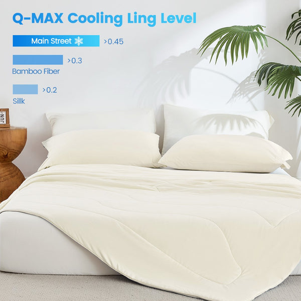 English Elm 1-piece King Cooling Comforter Nylon Spandex Wave Quilted Soft All Season Bedroom Layer Ivory B035P408406