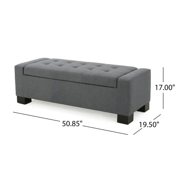 English Elm Guernsey Storage Ottoman Bench with Hinged Lid for Living Room or Bedroom N767P382228C