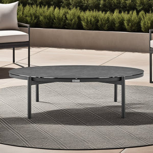English Elm Novante Aluminum and Ceramic Outdoor Coffee Table - Lightweight, Rust-Resistant, All-Weather 52x29x16" B2736P354327