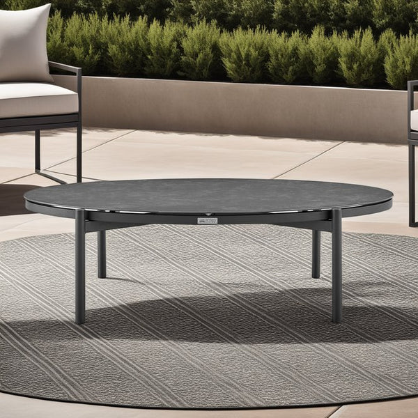 English Elm Novante Aluminum and Ceramic Outdoor Coffee Table - Lightweight, Rust-Resistant, All-Weather 52x29x16" B2736P354327