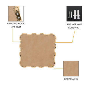 English Elm Solid Wood Wavy Square Mirror – 36" Modern Wall Decor For Bedrooms, Bathrooms, And Living Rooms W1445P189618-GIGA