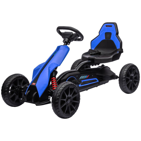 English Elm Aosom Kids Pedal Go Kart Sporty Ride on with Adjustable Seat and Eva Wheels Blue W2225P229478