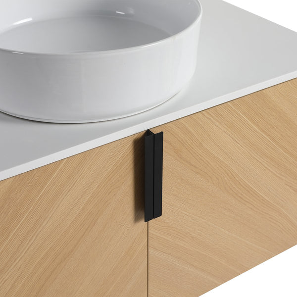 English Elm 36" Modern Wall-Mounted Bathroom Vanity With Ceramic Vessel Sink & Soft-Close Doors For Stylish Space W999S00448