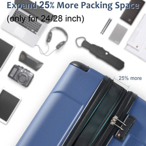 English Elm Hardshell Abs Checked Suitcase with 360 Spinner Wheels Expandable Tsa Lock 28 Inch Blue N730P296747C