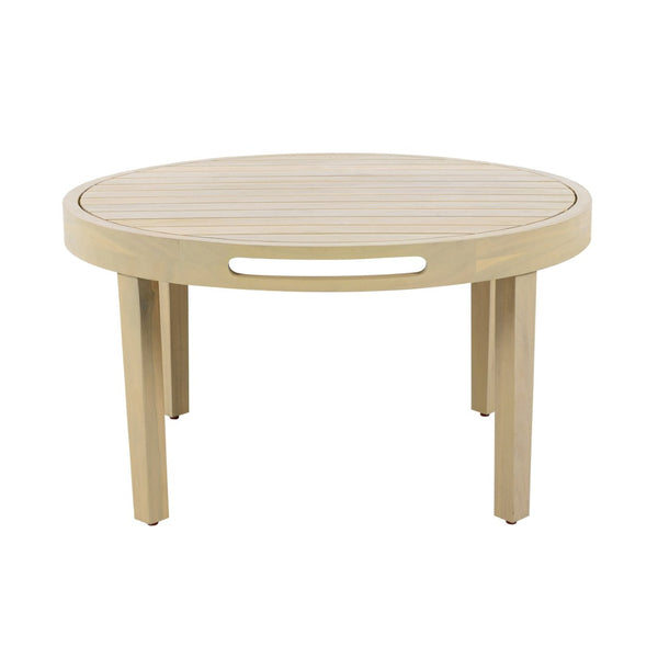 English Elm Outdoor Acacia Wood Loveseat Set with Woven Rope Detail and Slatted Coffee Table Cream,Dark Gray,Light Teak N768P363954L