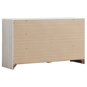 English Elm Geary Coastal 5-Piece Bedroom Set: Chic White Slatted Headboard, Storage Solutions & Relaxed Style B062S00969
