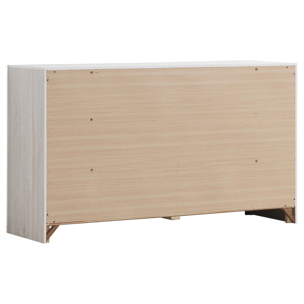 English Elm Geary Coastal 5-Piece Bedroom Set: Chic White Slatted Headboard, Storage Solutions & Relaxed Style B062S00969