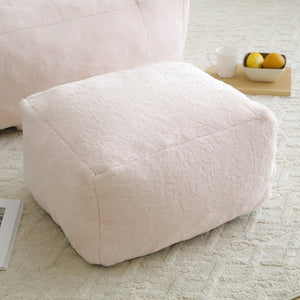 English Elm Giant Foam-Filled Bean Bag Chair with Footstool, Shell-Shaped Faux Fur Sofa for Gaming Reading уют Pink W2677P306794