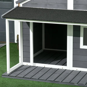 English Elm Dog Kennel Cabin Style Fir Wood Outdoor House with Covered Porch for Medium Pets T3971S00057