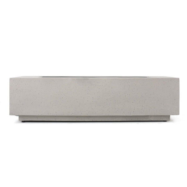 English Elm 50000 Btu Rectangular Mgo Concrete Propane Fire Table for Outdoor Patio Gatherings 59242.00WHI-50K